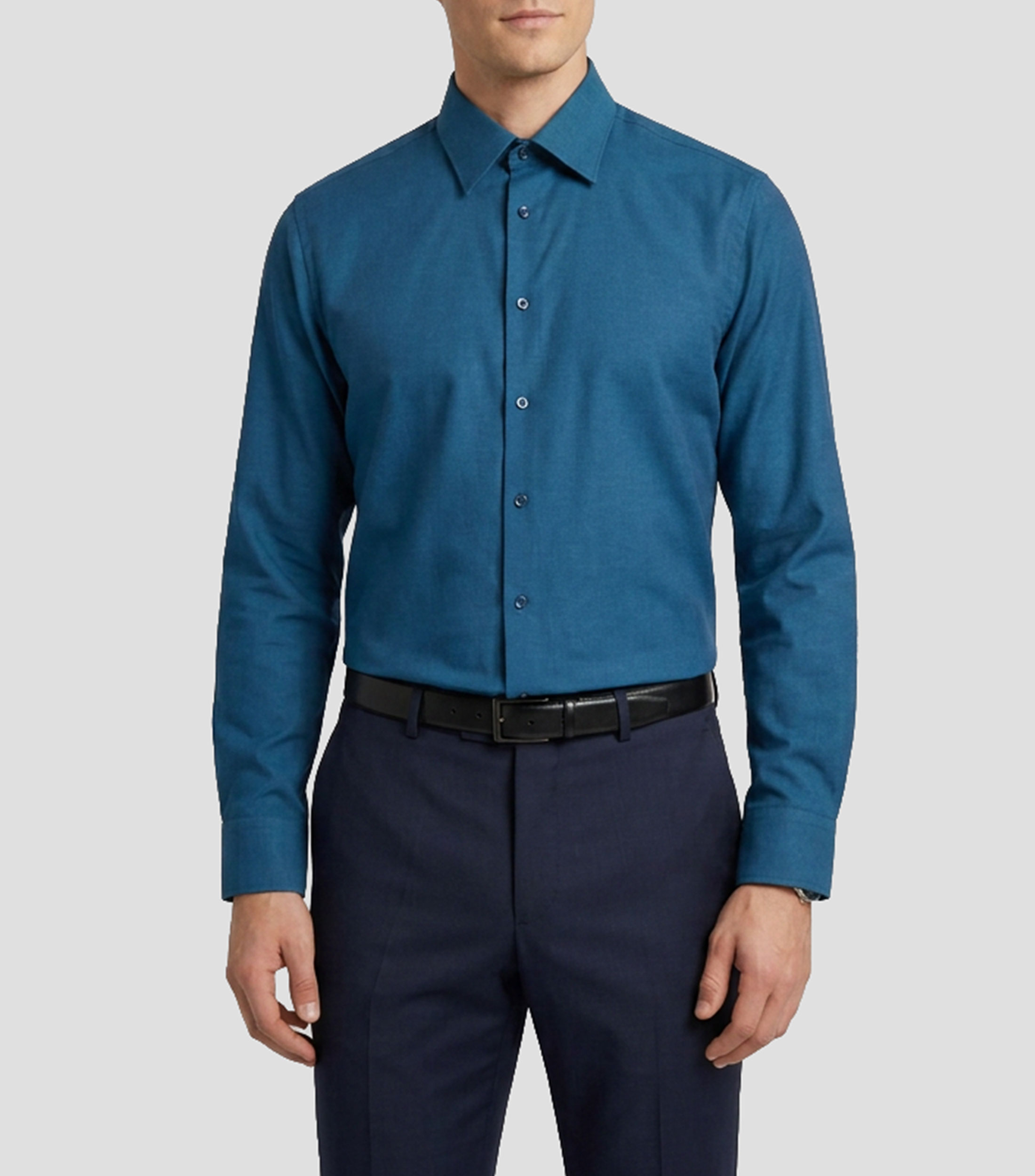 Camisa de vestir lisa manga larga Hombre